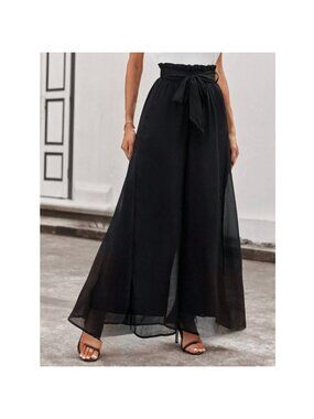 LAST ONE 🔥 Black Paperbag Waist Wide Leg Pant *